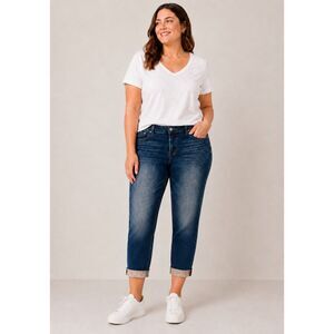 Chico’s Boyfriend Ankle Sequin Cuffed Jeans Blue 0.5P